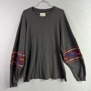 Urban Outfitters Beaded Long Sleeve Shirt Womens Large Black T Shirt Cotton